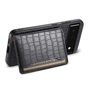 For Google Pixel 6 Crocodile Texture Card Bag Design Full Coverage Phone Case(Black)