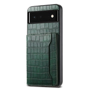For Google Pixel 6 Crocodile Texture Card Bag Design Full Coverage Phone Case(Green)