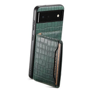 For Google Pixel 6 Crocodile Texture Card Bag Design Full Coverage Phone Case(Green)