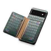 For Google Pixel 6 Crocodile Texture Card Bag Design Full Coverage Phone Case(Green)