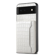 For Google Pixel 6 Crocodile Texture Card Bag Design Full Coverage Phone Case(White)