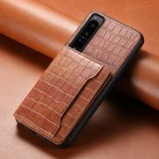 For Sony Xperia 1 IV Crocodile Texture Card Bag Design Full Coverage Phone Case(Brown)