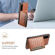 For Sony Xperia 1 IV Crocodile Texture Card Bag Design Full Coverage Phone Case(Brown)