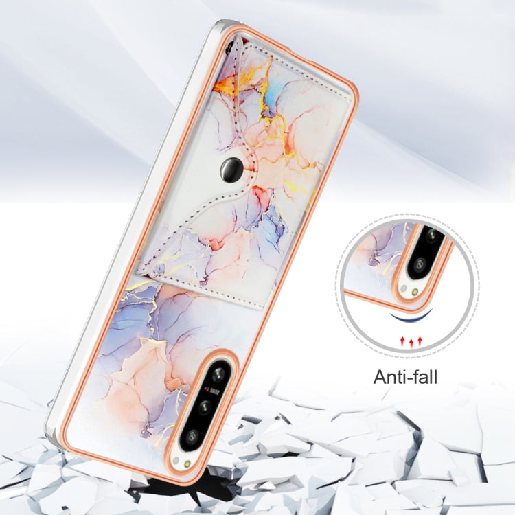 For Sony Xperia 5 IV Marble Pattern IMD Card Slot Phone Case(Galaxy Marble White)