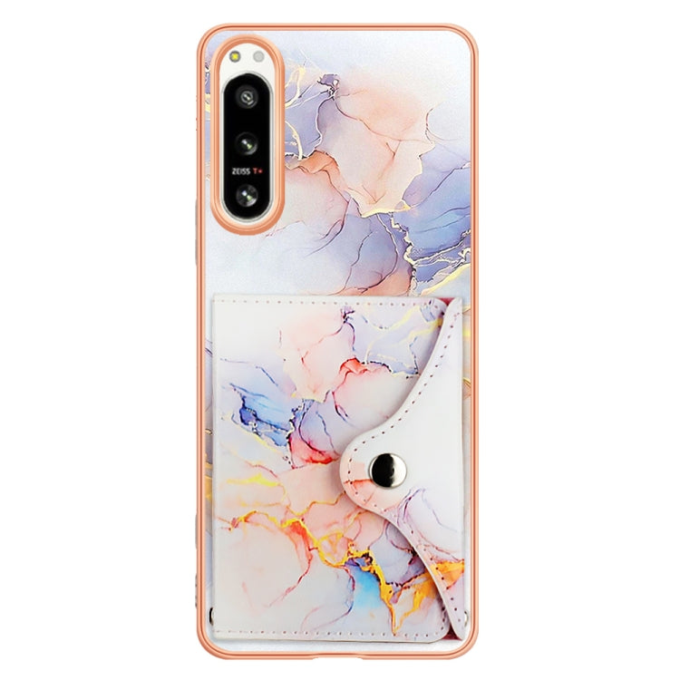 For Sony Xperia 5 IV Marble Pattern IMD Card Slot Phone Case(Galaxy Marble White)