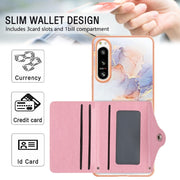 For Sony Xperia 5 IV Marble Pattern IMD Card Slot Phone Case(Galaxy Marble White)