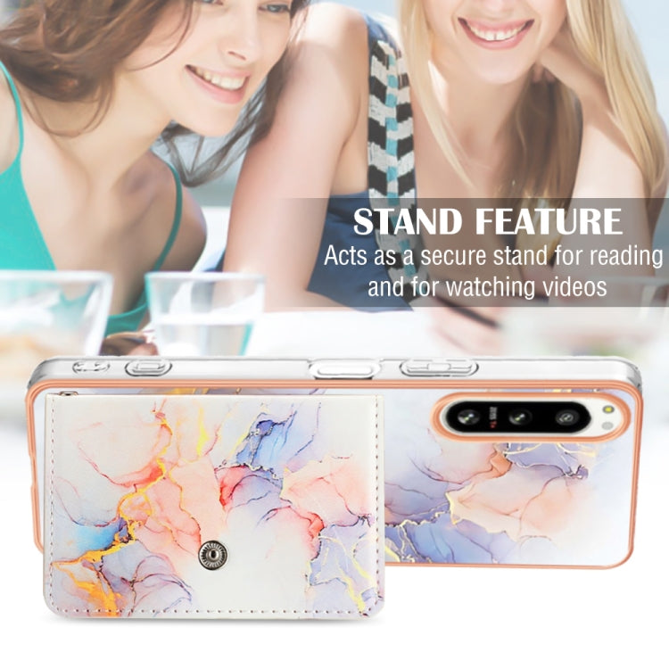 For Sony Xperia 5 IV Marble Pattern IMD Card Slot Phone Case(Galaxy Marble White)