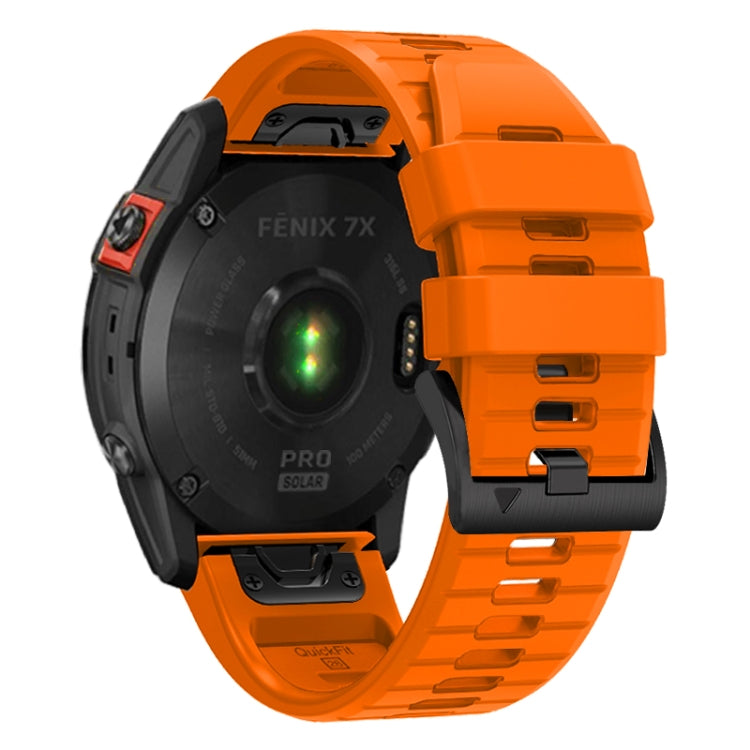 For Garmin Fenix 7 Pro 22mm Solid Color Steel Buckle Silicone Quick Release Watch Band(Orange)