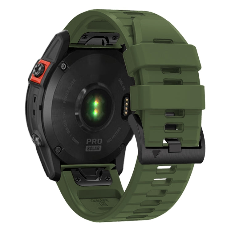 For Garmin Fenix 7 Pro 22mm Solid Color Steel Buckle Silicone Quick Release Watch Band(Army Green)