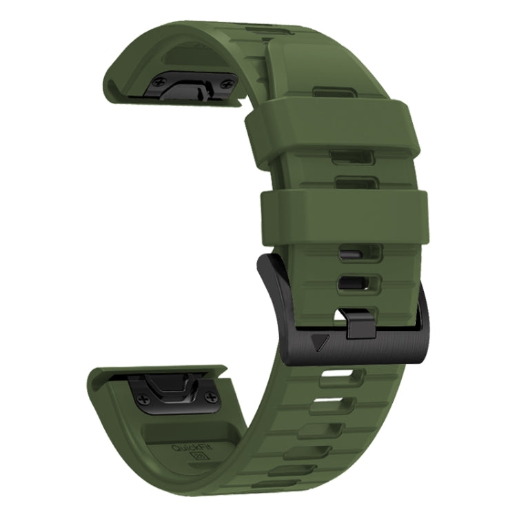 For Garmin Fenix 7 Pro 22mm Solid Color Steel Buckle Silicone Quick Release Watch Band(Army Green)