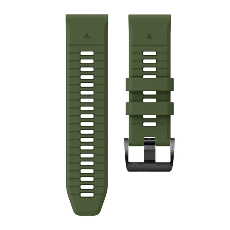 For Garmin Fenix 7 Pro 22mm Solid Color Steel Buckle Silicone Quick Release Watch Band(Army Green)