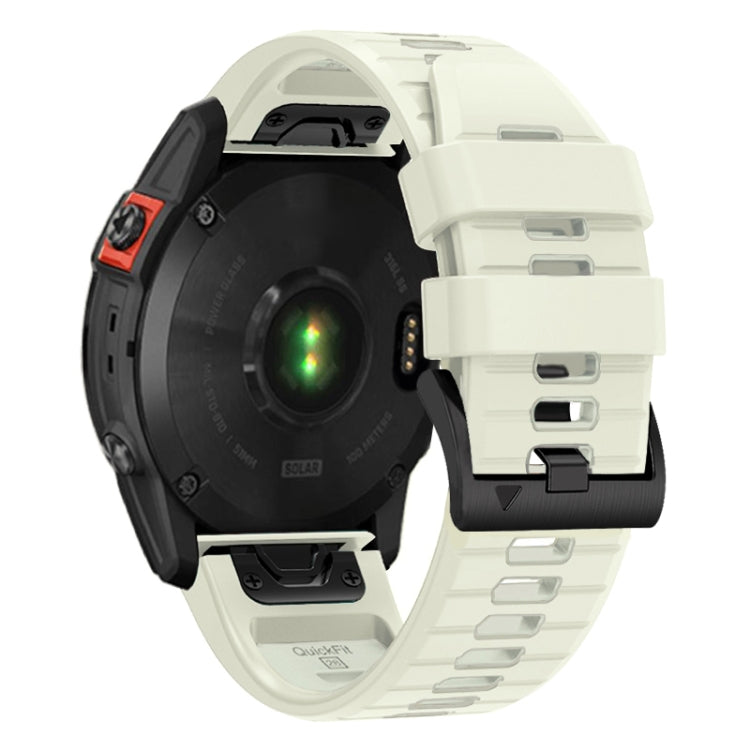 For Garmin Fenix 7 Pro 22mm Solid Color Steel Buckle Silicone Quick Release Watch Band(Creamy White)