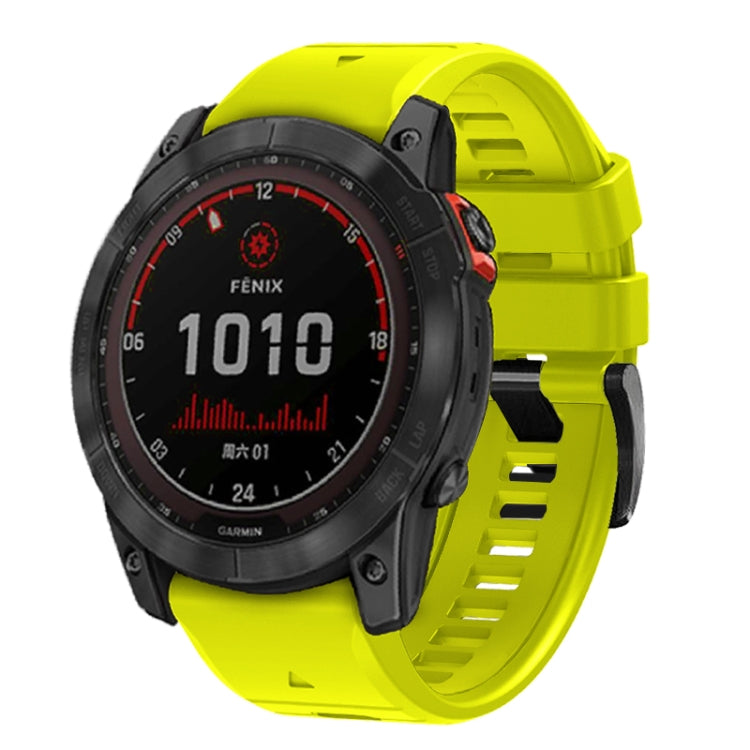 For Garmin Fenix 7 Pro 22mm Solid Color Steel Buckle Silicone Quick Release Watch Band(Lime Green)