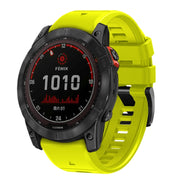 For Garmin Fenix 7 Pro 22mm Solid Color Steel Buckle Silicone Quick Release Watch Band(Lime Green)
