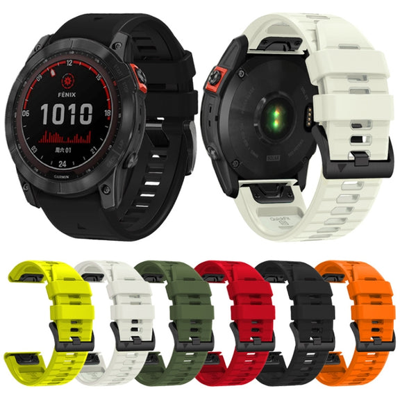 For Garmin Fenix 7 Pro 22mm Solid Color Steel Buckle Silicone Quick Release Watch Band(Black)