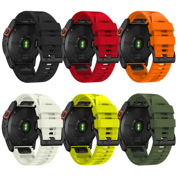 For Garmin Fenix 7 Pro 22mm Solid Color Steel Buckle Silicone Quick Release Watch Band(Orange)