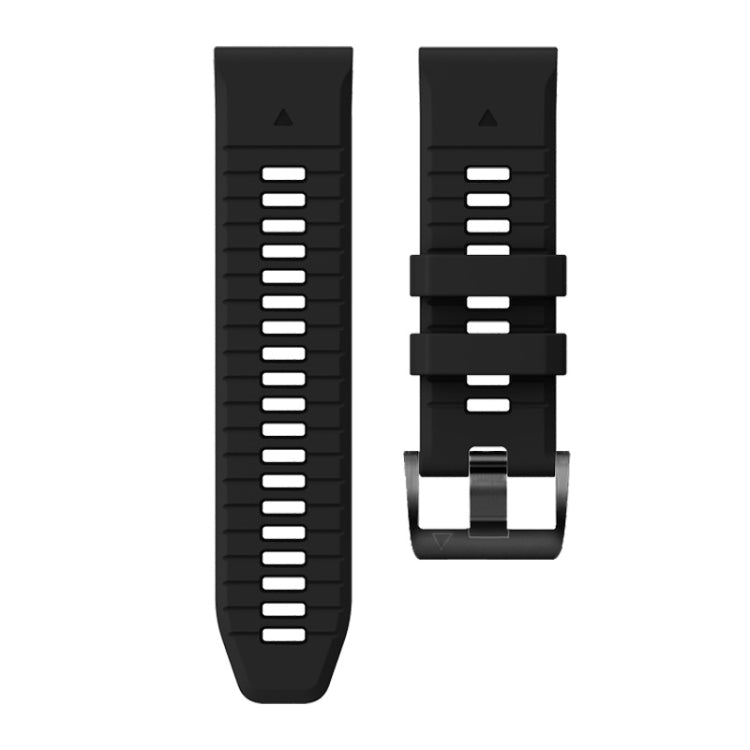 For Garmin Fenix 7X 26mm Solid Color Steel Buckle Silicone Quick Release Watch Band(Black)