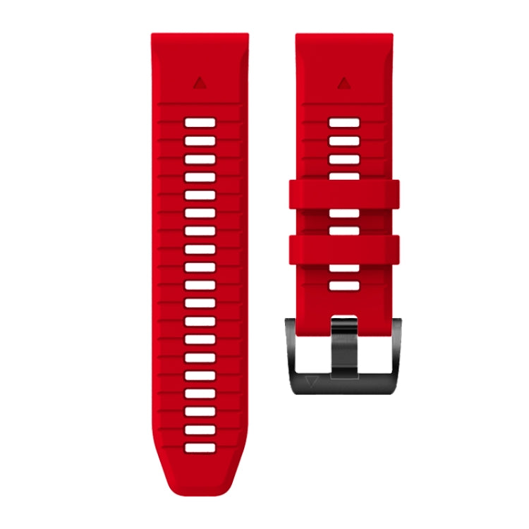 For Garmin Fenix 7X 26mm Solid Color Steel Buckle Silicone Quick Release Watch Band(Red)