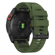 For Garmin Fenix 7X 26mm Solid Color Steel Buckle Silicone Quick Release Watch Band(Army Green)