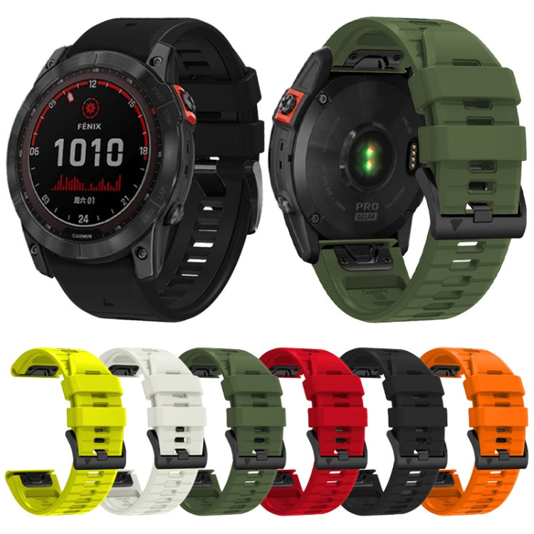 For Garmin Fenix 7X 26mm Solid Color Steel Buckle Silicone Quick Release Watch Band(Orange)