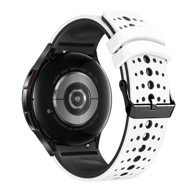 For Samsung Galaxy Watch 6 Two Color Silicone Watch Band(White Black)