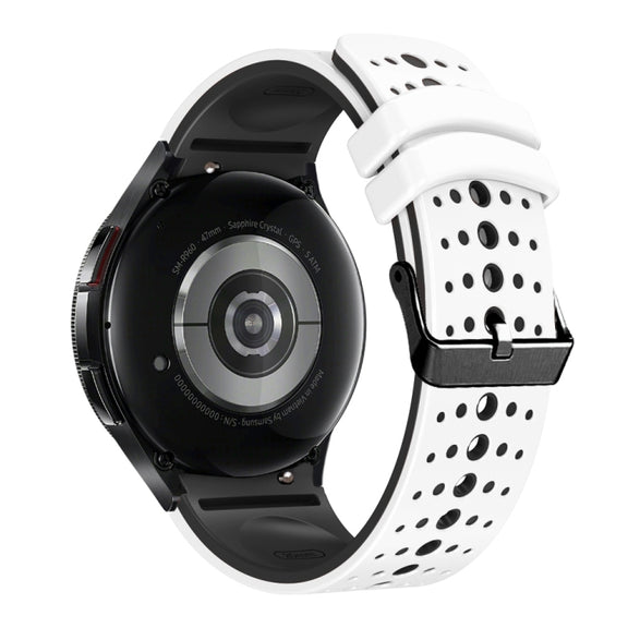 For Samsung Galaxy Watch 6 Two Color Silicone Watch Band(White Black)