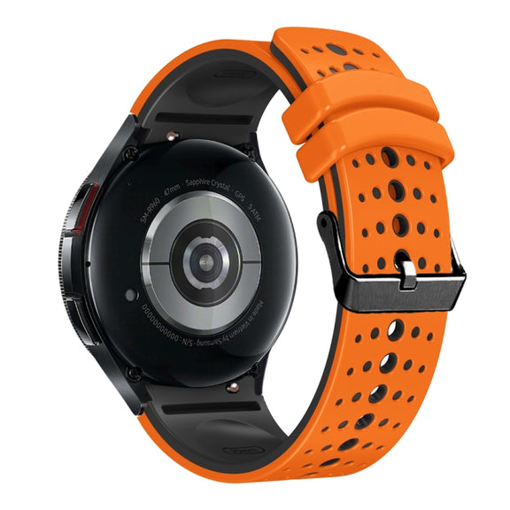 For Samsung Galaxy Watch 6 Two Color Silicone Watch Band(Orange Black)