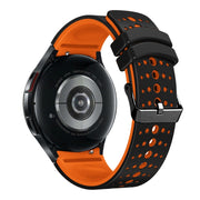 For Samsung Galaxy Watch 6 Two Color Silicone Watch Band(Black Orange)