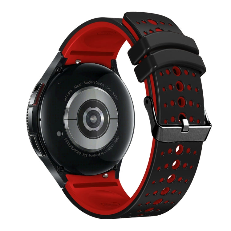 For Samsung Galaxy Watch 6 Two Color Silicone Watch Band(Black Red)