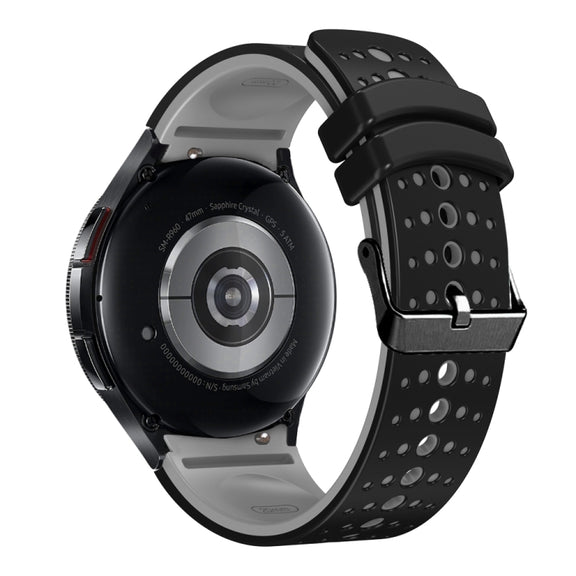 For Samsung Galaxy Watch 6 Two Color Silicone Watch Band(Black Grey)