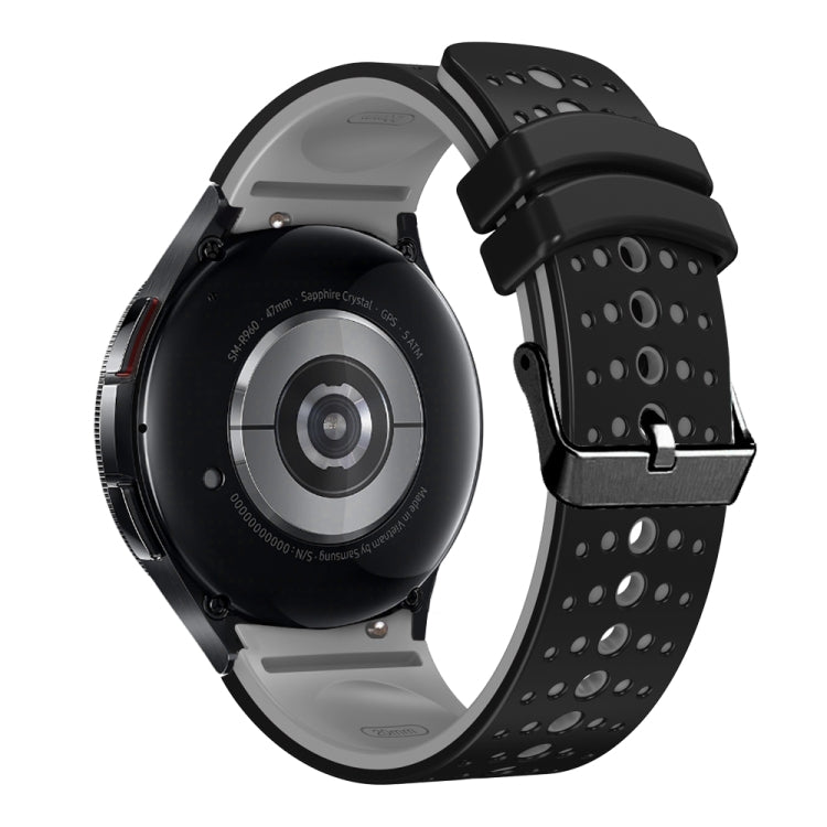 For Samsung Galaxy Watch 6 Two Color Silicone Watch Band(Black Grey)