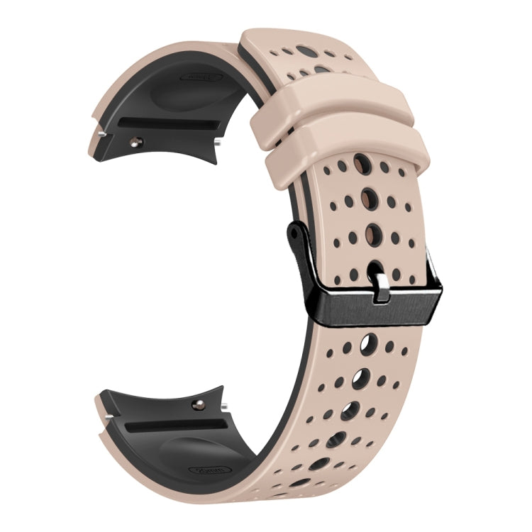 For Samsung Galaxy Watch 6 Two Color Silicone Watch Band(Khaki Black)