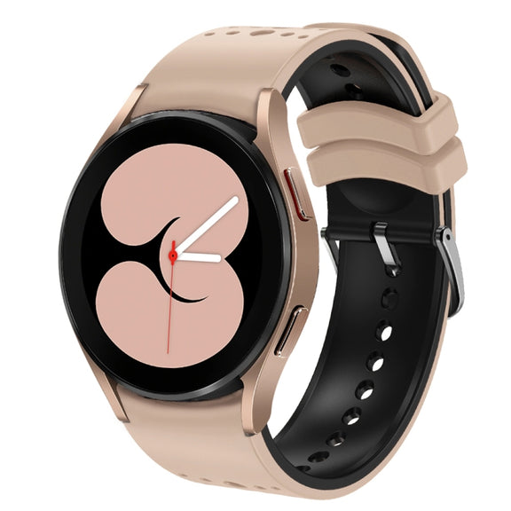 For Samsung Galaxy Watch 6 Two Color Silicone Watch Band(Khaki Black)