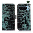 For Google Pixel 9 Crocodile Top Layer Cowhide Leather Phone Case(Green) - Google Cases by PMC TechLife | Online Shopping South Africa | PMC TechLife | Buy Now Pay Later Mobicred