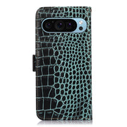 For Google Pixel 9 Crocodile Top Layer Cowhide Leather Phone Case(Green)