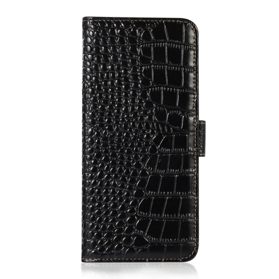 For Google Pixel 9 Pro Crocodile Top Layer Cowhide Leather Phone Case(Black)