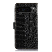 For Google Pixel 9 Pro Crocodile Top Layer Cowhide Leather Phone Case(Black)