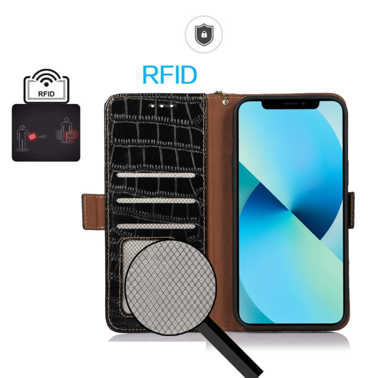 For Google Pixel 9 Pro Crocodile Top Layer Cowhide Leather Phone Case(Black)