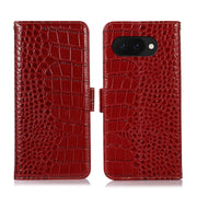 For Google Pixel 9a Crocodile Top Layer Cowhide Leather Phone Case(Red)