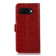 For Google Pixel 9a Crocodile Top Layer Cowhide Leather Phone Case(Red)