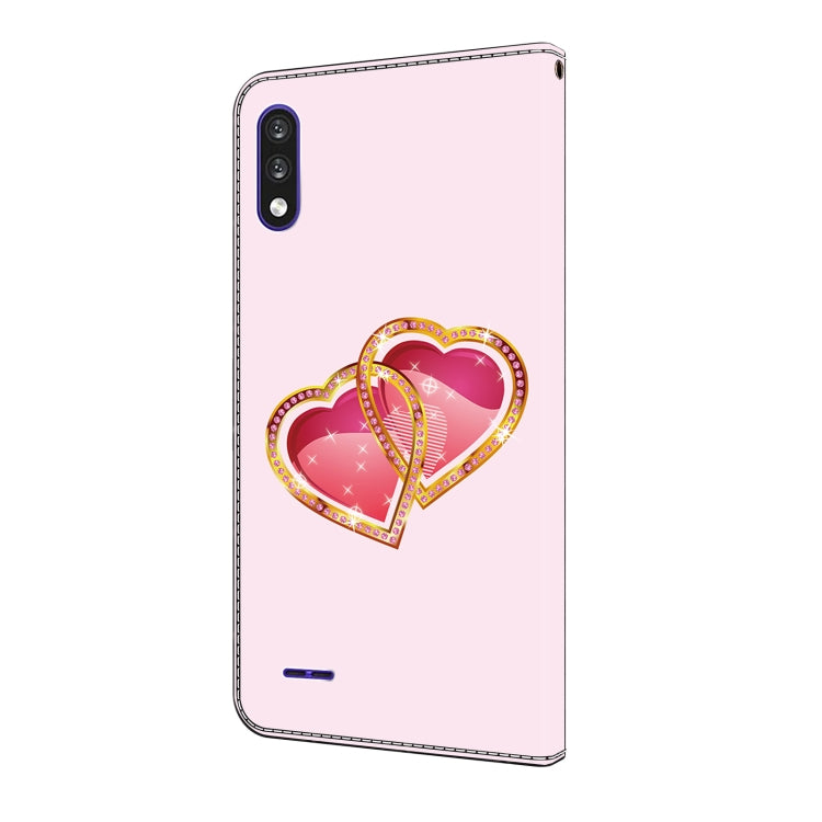 For LG K22/K22 + Crystal Painted Leather Phone case(Love Peach)