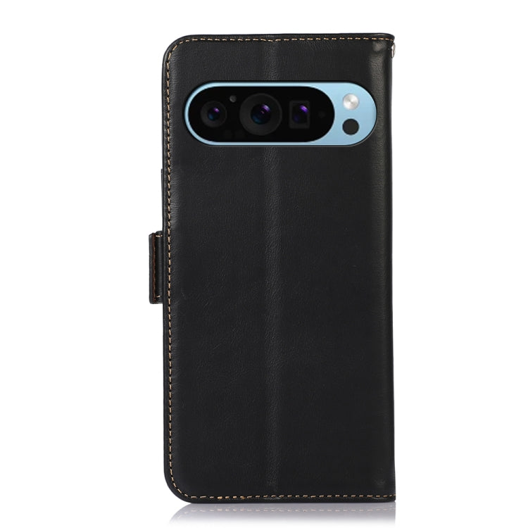 For Google Pixel 9 Crazy Horse Top Layer Cowhide Leather Phone Case(Black)