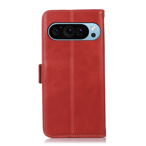 For Google Pixel 9 Crazy Horse Top Layer Cowhide Leather Phone Case(Red)