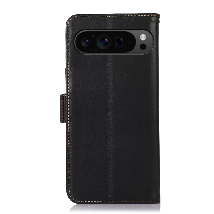 For Google Pixel 9 Pro Crazy Horse Top Layer Cowhide Leather Phone Case(Black)