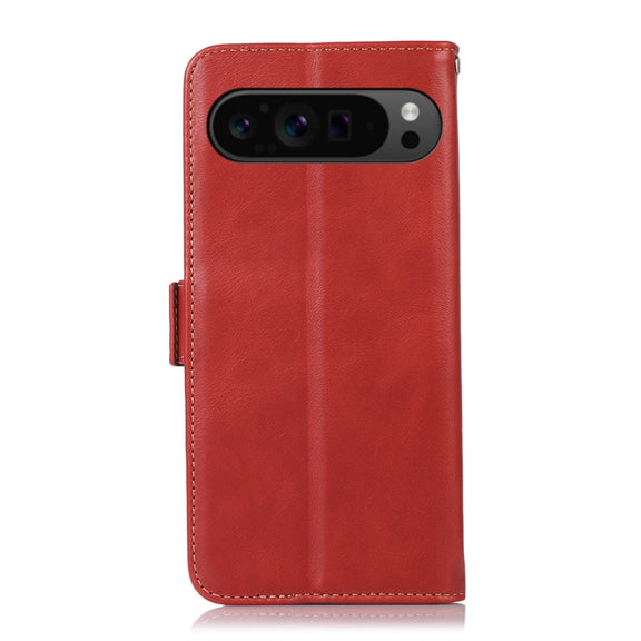 For Google Pixel 9 Pro Crazy Horse Top Layer Cowhide Leather Phone Case(Red)
