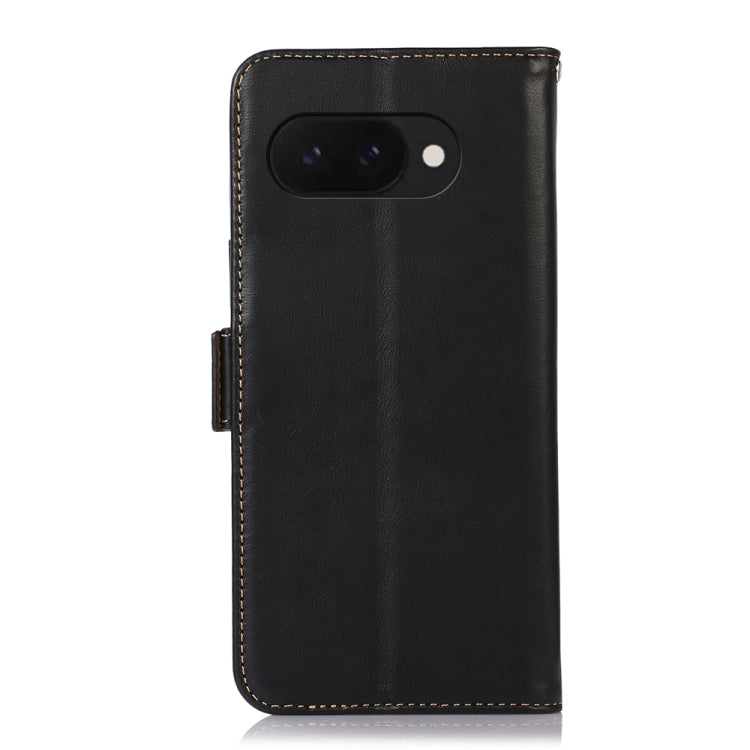 For Google Pixel 9a Crazy Horse Top Layer Cowhide Leather Phone Case(Black)