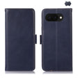 For Google Pixel 9a Crazy Horse Top Layer Cowhide Leather Phone Case(Blue) - Google Cases by PMC TechLife | Online Shopping South Africa | PMC TechLife | Buy Now Pay Later Mobicred