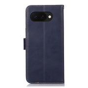 For Google Pixel 9a Crazy Horse Top Layer Cowhide Leather Phone Case(Blue)