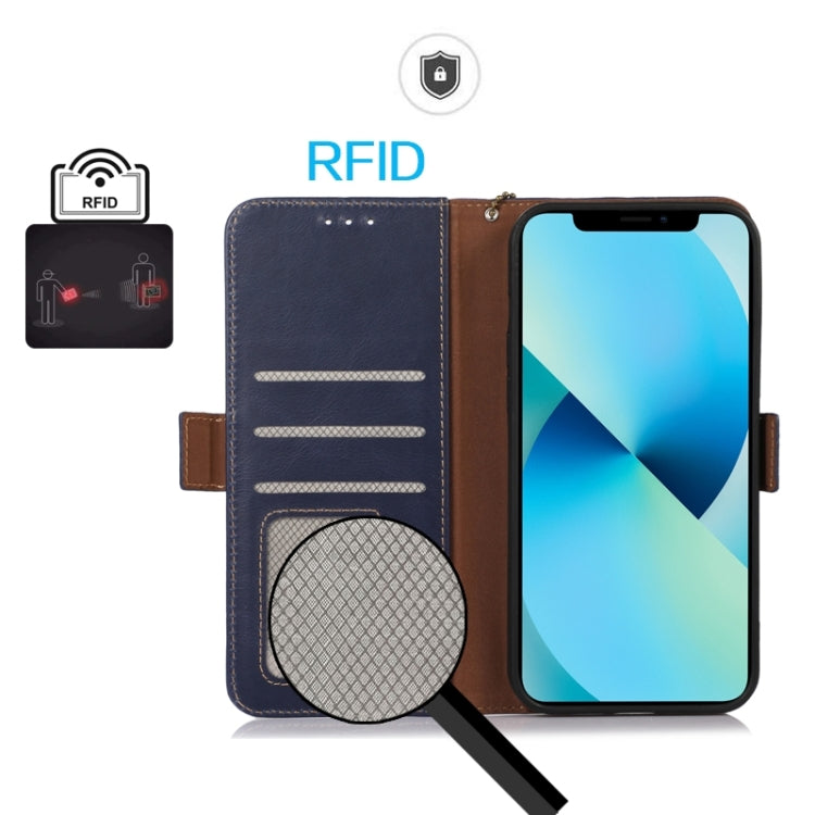 For Google Pixel 9a Crazy Horse Top Layer Cowhide Leather Phone Case(Blue)