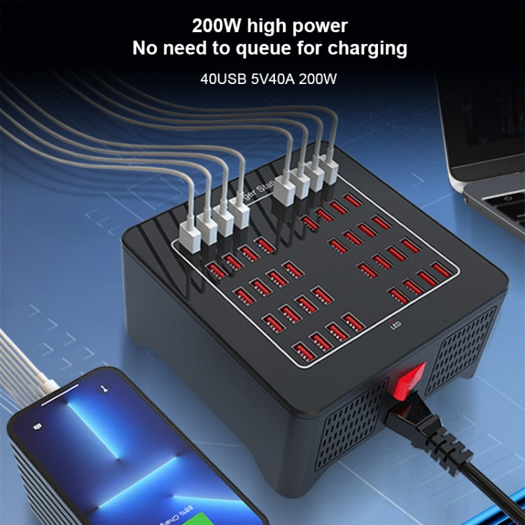 YFY-A76 200W 40 Ports USB Smart Charging Station(EU Plug)